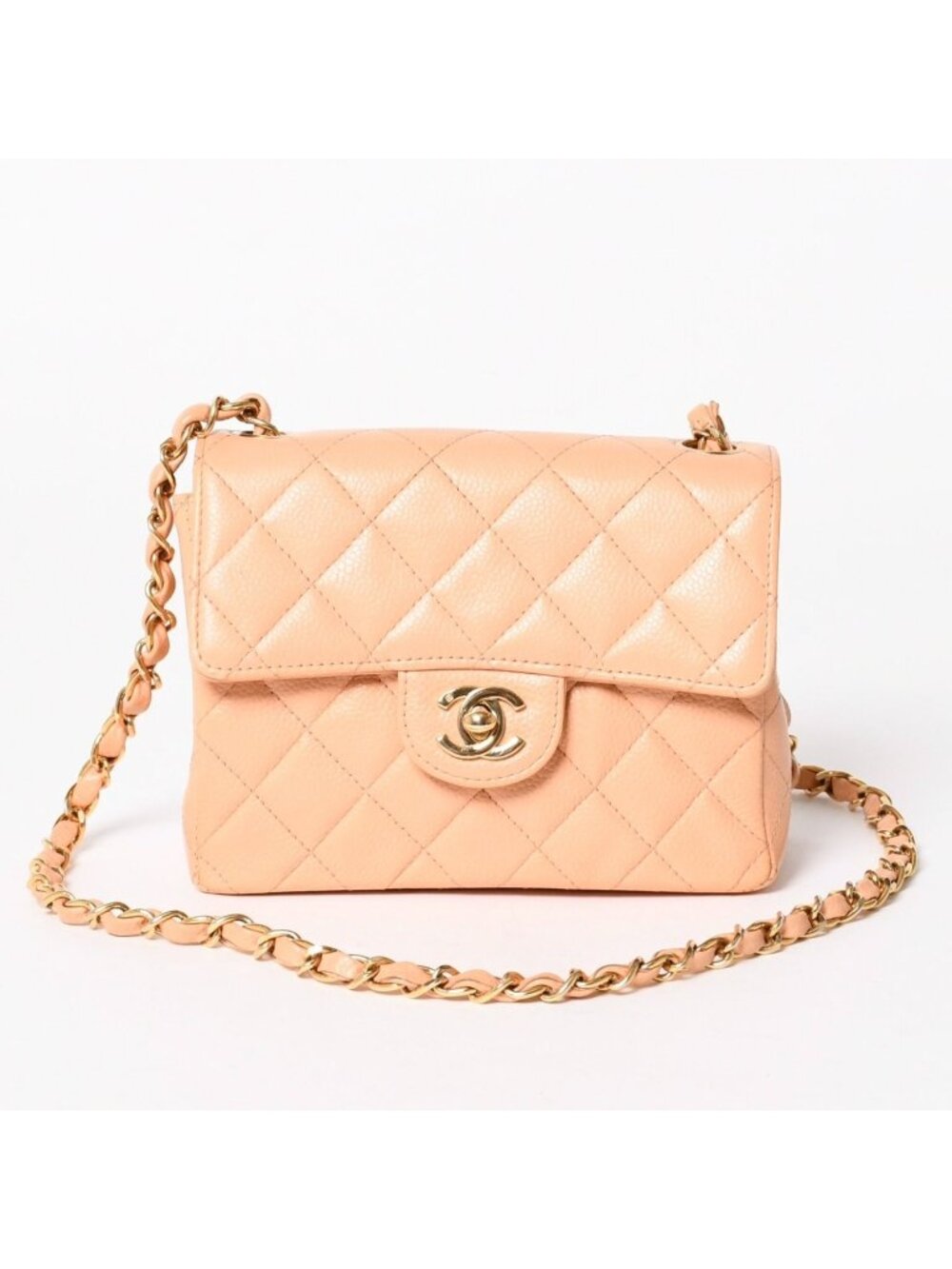 Chanel Mini Quilted 17 S Flap S Chain Shoulder Bag CC Logo Caviar Leather